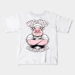 Pig Lover Vegan Vegetarian Hug The Hog Funny Pig Cook Chef Kids T-Shirt